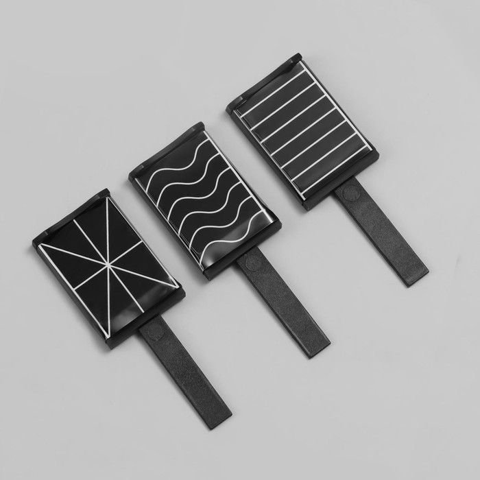 Set of nail polish magnets, 3 types, 6 × 2 cm, black