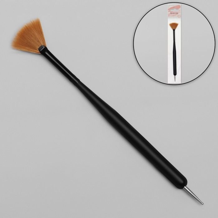 Dot brush for nail design, fan, 15 cm, d - 0.8 cm, color matte black