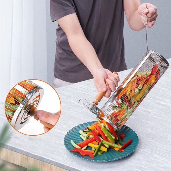 304 Stainless Steel Rolling Grilling Tube Net Mesh Accessories For Vegetables Shrimp Gifts For Men Dad Outdoor BBQ Camp