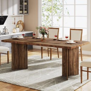 63" Dining Table, Farmhouse Kitchen Table with Large Tabletop for 4-6