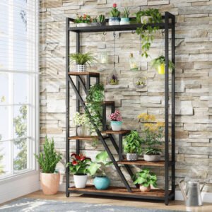 7-Tier Plant Stand, 70.9" Tall Flower Plant Shelf with 5 S-Hooks