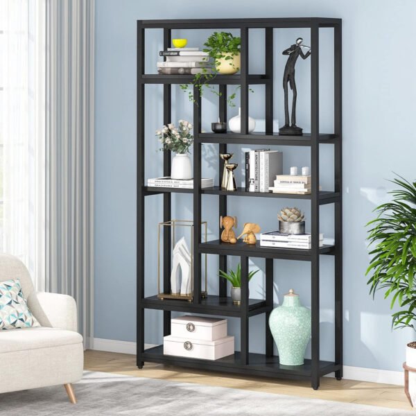 79" Tall Bookshelf, 7-Tier Bookcase Open Display Shelves