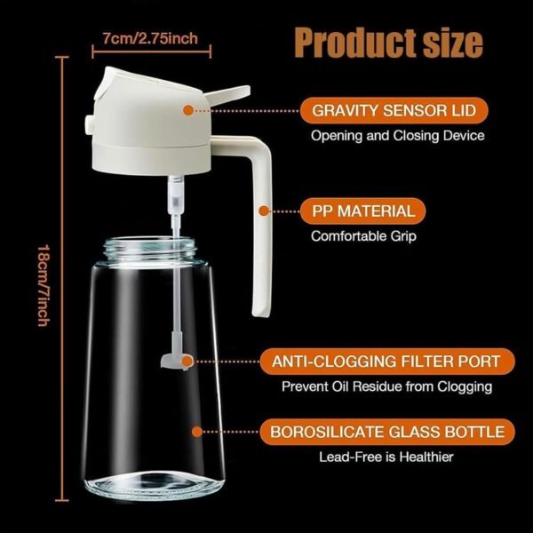 Grill BBQ 2 In 1 Glass Oil Sprayer Dispenser Spray Pour 16oz/470ml Glass Oil Spray Bottle With Pourer Food-grade