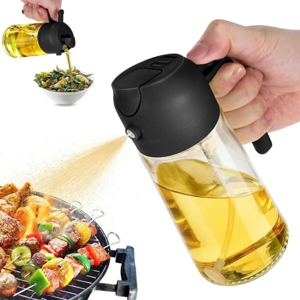 Grill BBQ 2 In 1 Glass Oil Sprayer Dispenser Spray Pour 16oz/470ml Glass Oil Spray Bottle With Pourer Food-grade