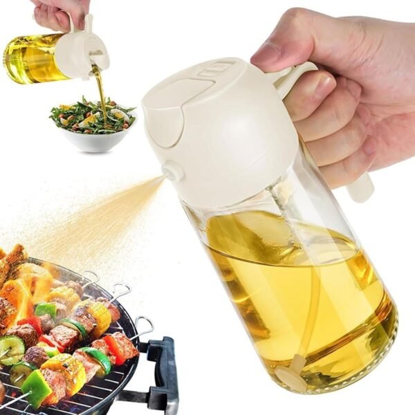 Grill BBQ 2 In 1 Glass Oil Sprayer Dispenser Spray Pour 16oz/470ml Glass Oil Spray Bottle With Pourer Food-grade