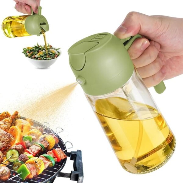 Grill BBQ 2 In 1 Glass Oil Sprayer Dispenser Spray Pour 16oz/470ml Glass Oil Spray Bottle With Pourer Food-grade