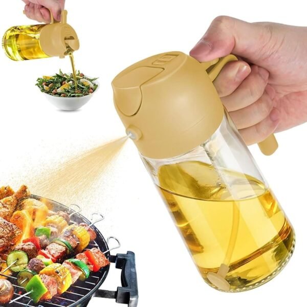 Grill BBQ 2 In 1 Glass Oil Sprayer Dispenser Spray Pour 16oz/470ml Glass Oil Spray Bottle With Pourer Food-grade