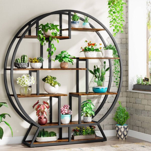 Round Plant Stand, 63" Flower Pot Plant Rack with 8 Shelves